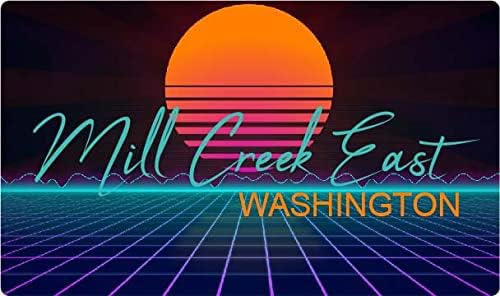 Mill Creek East Washington 4 X 2.25-Inčni Vinil Naljepnica Stiker Retro Neonski Dizajn
