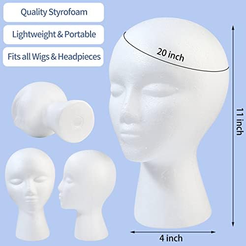 GliSun 3 kom 11 stiropor Manekenska glava sa ženskim licem za perike višenamjenski stalak za perike, stalak za šešir, slikarstvo i