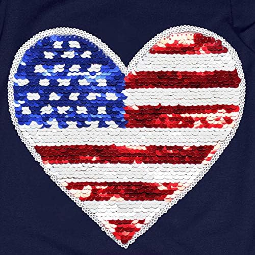Jxstar djevojke 4. jula haljine SAD Zastava Flip Sequin Shirt Dan nezavisnosti Patriotska pamučna Odjeća