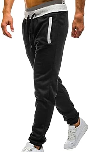 Sezcxlgg Fleece Joggers za muškarce Srednja struka čvrste hlače Ležerne prilike za trčanje sportski elastični sa džepovima Muške muške