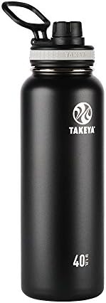 Takeya Originals Vakuum izolirana boca za vodu od nehrđajućeg čelika, 40 unca, crno-originalno zamjena za boce, izljev, crni