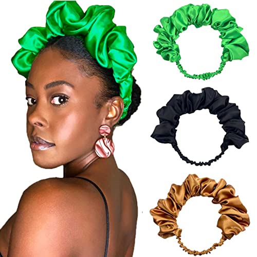Aceorna široke afričke trake za glavu zelene trake za kosu plisirane elastične obloge za glavu rastezljive trake za glavu velike dodatke