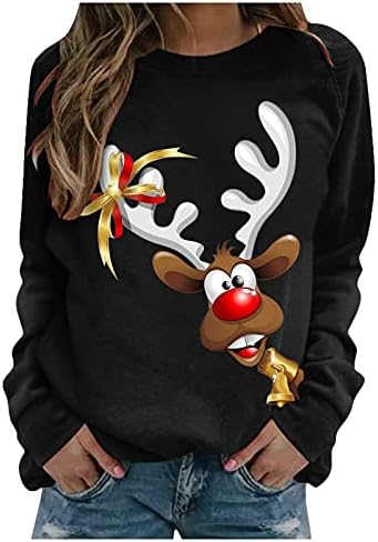 Ženska dugim rukavima s dugim rukavima tiskani TOP CALEST pulover Božić plus veličine Hoodies žene