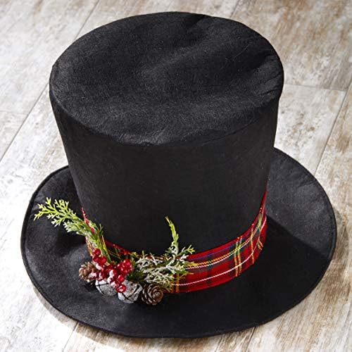 Topper božićnog drva - crni gornji šešir sa vintage izgledom, Faux imele