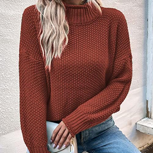 Ženska turtleneck pletene džemper pulover 2022 zimski dugi rukav labav duksev dukserište čvrste boje tunike na vrhu odjeća