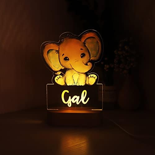 souleather personalizirano ime Baby Elephant LED noćno svjetlo, spavaća soba/rasadnik za djevojčice, Baby Elephant Animal Night Light