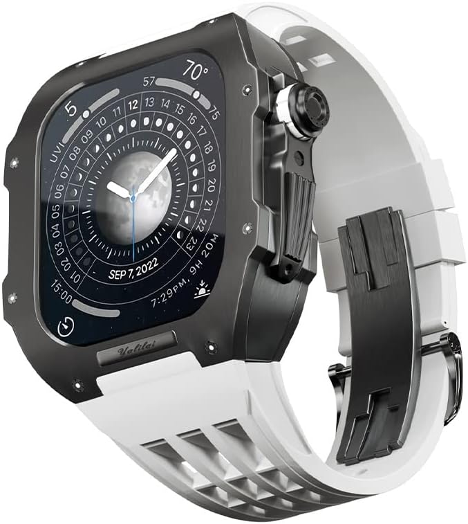 Tonecy gumeni pojas Titanium maske za Apple Watch 8/7 Apple Mod Watch Pribor za zamjenu titanijum luksuznog slučaja kompatibilan sa