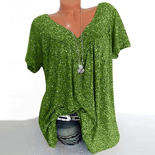 Ljetni osnovni vrhovi za žene, ženske krave kratke majice kratkih rukava pulover čamca plus veličina Dressy majice
