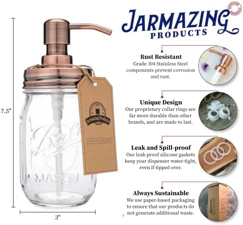 Jarmazing Products Mason Jar sapun - bakar - sa 16 unca kuglansko staklo - izrađeno od nehrđajućeg čelika