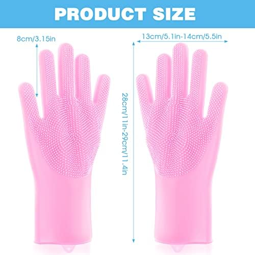 WLLHYF silikonske rukavice za pranje posuđa 2kom gumene rukavice za ribanje rukavice za višekratnu upotrebu rukavice za čišćenje rukavice