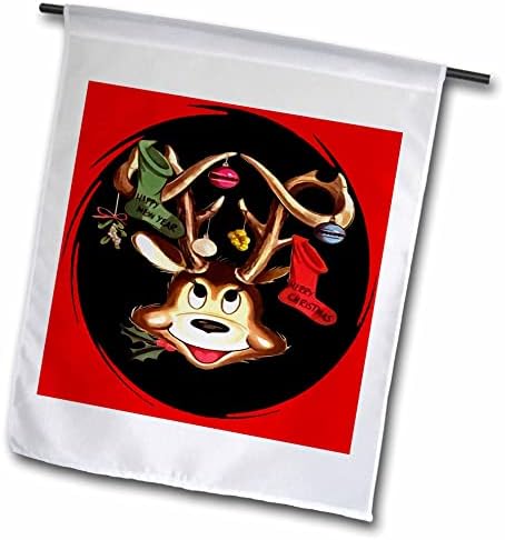 3Droza nasmijana jelena ukrašena božićnim čarapama - Zastave