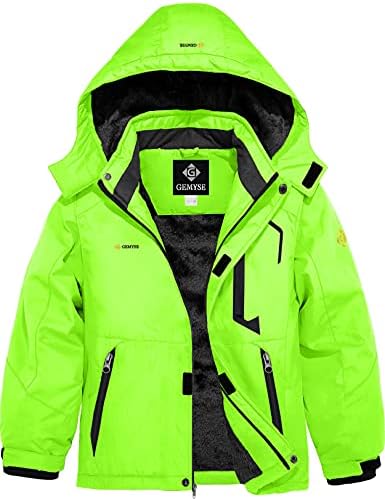 GEMYSE Boy vodootporna skijaška jakna sa kapuljačom od flisa otporna na vjetar zimska jakna