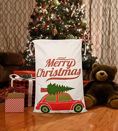 Jolly Jon velike Božićne torbe Santa Sacks ~ Eco Friendly višekratni dizajn pamuka - XL 27 x 19 veličina torbe za poklon torbe-crveni