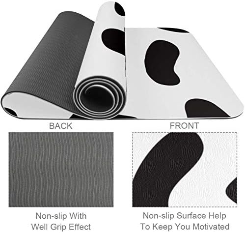 Unicey debela neklizajuća Vježba & amp; fitnes 1/4 prostirka za jogu sa kravom crno-bijeli Print za Yoga Pilates & amp; Vježba fitnesa