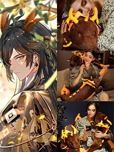 Set Plushie Genshin Impact Zhong Li Dragon 27.6 inčni jastuk za zagrljaj i slatki kawaii zhongli tipkasta mekana punjena životinja za ljubitelje djece rođendanski pokloni