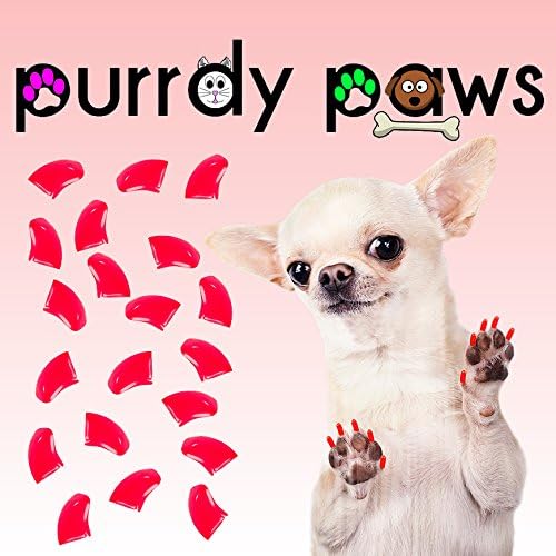 Purrdy Paws 40 pakovanja mekanih kapica za nokte za pseće kandže neonski crveni Jumbo
