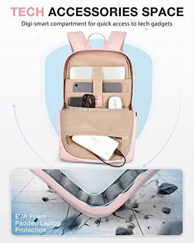 BAGSMART putni ruksak za laptop žene, 15,6 inčni ruksak za Laptop protiv krađe sa USB priključkom za punjenje vodootporan ležerni