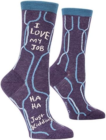 Plave Q ženske smiješne čarape za posadu-volim svoj posao. Samo Se Šalim!