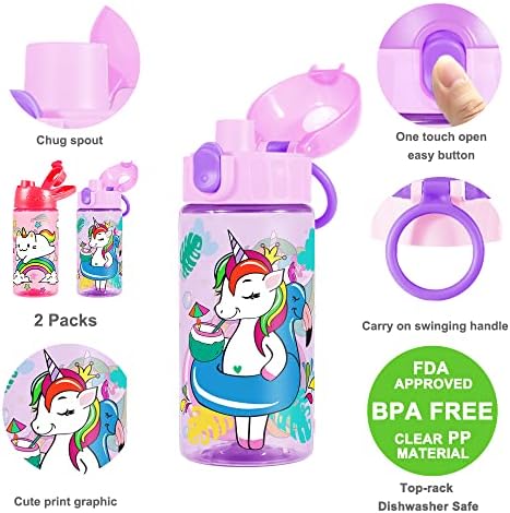Koohot 15oz Dječija flaša za piće vode - BPA besplatno, nepropusno, Chug poklopac, za djevojčice & amp; dječaci - 1 pakovanje