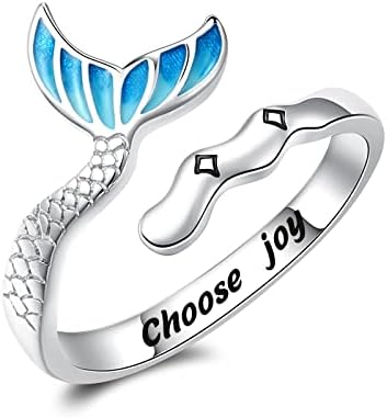 Prsten za rep sirene 925 Srebrni delfin rep otvoreni prstenovi za žene