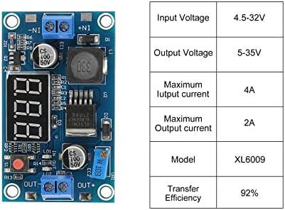MecCanixity DC-DC pojačani regulator pretvarača XL6009 4,5-32V do 5-35V 4A plavi za transformatore napajanja sa LED zaslonom od 2