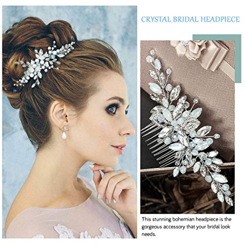 Barogirl vjenčani češalj za kosu srebrni Rhinestones plavi Opal Crystal Vintage bridal hair Clips češljevi za mladenke i djeveruše