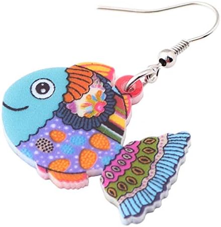 Newei akrilne naušnice za cvjetne okeanske ribe Big Dangle Drop modni nakit od morskih životinja za žene djevojke poklon šarm