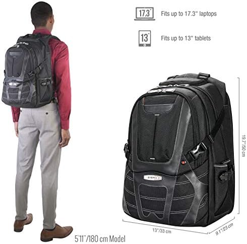 EVERKI Concept 2 Premium Business Professional 17.3-inčni muški ruksak za Laptop, balistički najlon i koža, pogodan za putovanja,