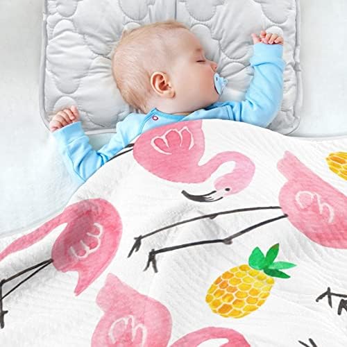 Swaddle pokrivač flamingo ananas pamučna pokrivačica za dojenčad, primanje pokrivača, lagana mekana prekrivačica za krevetić, kolica,