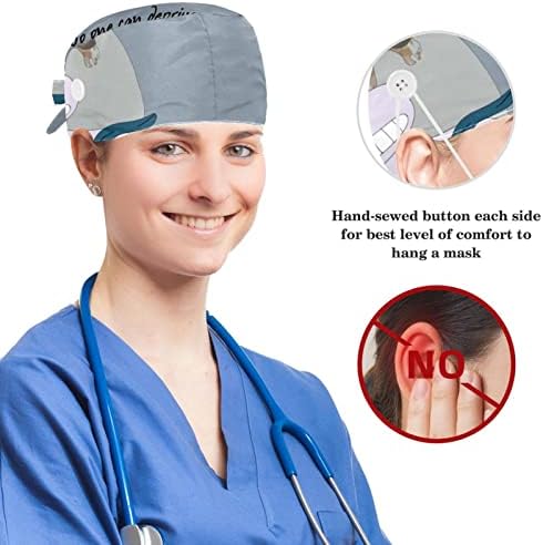 yoyoAmoy apstraktni uzorak slova Radna kapa sa trakom za znoj i dugmetom hirurški piling šešir medicinska sestra za kosu