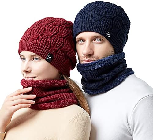 KEUSN zimski šeširi za žene žene i muškarce zimski pleteni topli šeširi šal dvostruka Namjenahat kapa otporna na vjetar za muškarce