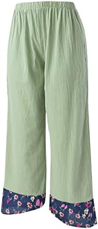 Pamučne platnene kapri hlače ženske Ležerne ljetne kapri hlače s džepovima visokog struka udobne hlače na plaži Vintage Harem hlače