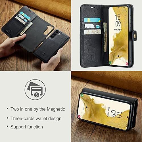 ZORSOME DG.MING za Samsung Galaxy S23 Plus torbica za novčanik od prave kože, odvojiva 2 u 1 Navlaka za telefon od podijeljene kože,