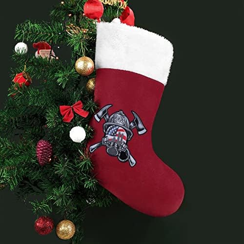 Američki vatrogasci 9-11 Nikad ne zaboravite božićne čarape za čarape sa plišanim kaminom koji vise za Xmas Tree Home Decor Decor