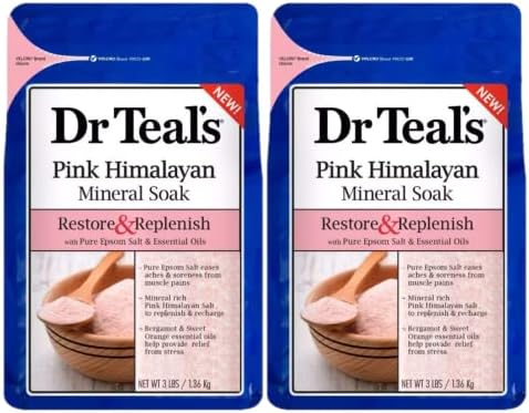 Dr. Teals Pink Himalayan Pure Epsom Solt Soluting - Vraćanje i nadopunite Bergamot i Sweet Orange Essential Lies - ublažava svakodnevni