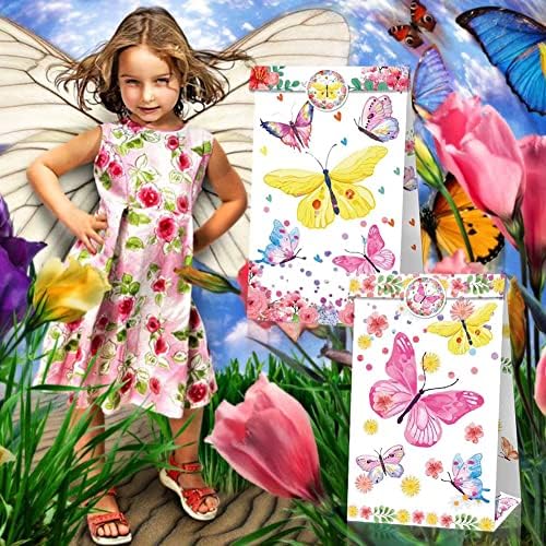 Nowmemo Butterfly Party Day Bags 12pcs Leptir Candy Bangs Butterfly Party Favors Goodoes Torba Leptir Goodyes Canty Tretman za grickalice