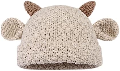 Sportski fan Beanies Cowhorn vuneni šešir Dječja ruka tkana slatka svestrana pulover šešir Otvori gornje kape žene bež