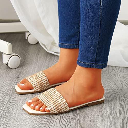 Weinerce Womens Bling Flip flops veličine 9 dame modni ljetni bolni blok pletenica prozračne ploče za usta, ženske pukotine sa sandalama