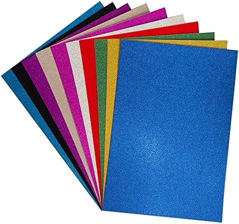 Salemar Glitter CardStock Paper, 10 listova pjenušava zanatski papir za školu, bilježnice i zanatski projekte, 250gsm, 8 x 12 inča