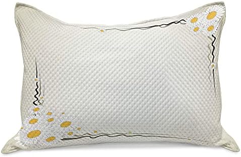 Lunarna tratinčana pletena jastuk za prekrivač, vintage izgled ispis s grafičkim tumačenjem cvjetnog okvira dizajna, standardne taljine