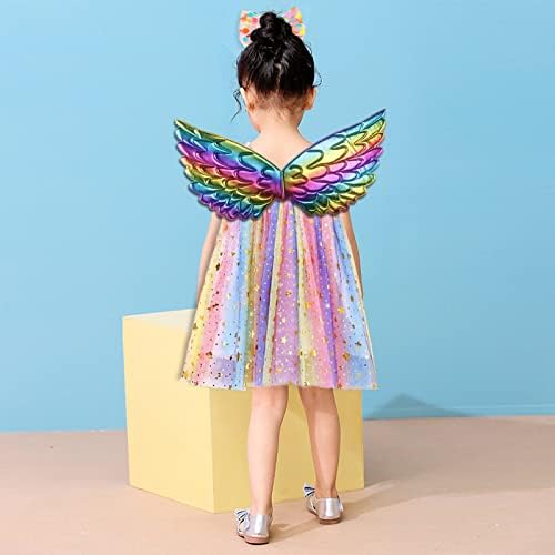 KAGAYD Vintage haljina za djevojčice dijete bez rukava Rainbow Tie Dyed Star Sequin Tulle Ruffles princeza haljina dance party haljina