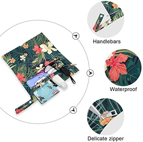 Kigai 2pcs babdne platnene pelene suve kesice tropsko dno cvijeće Vodootporna mokraća torba s dva patentnih patentnih patentnih džepova