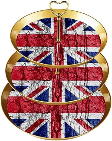 Tfcocft stalak za torte,stalak za kolače,Štandovi za deserte set za prikaz stola, Vintage uzorak britanske zastave