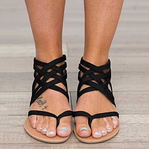 Kingtowag Moda otvorena ženska toe ljetne sandale za prozračne sandale plaža ravne patentne patentne patentne cipele Ženske sandale Slingback Sandale za žene