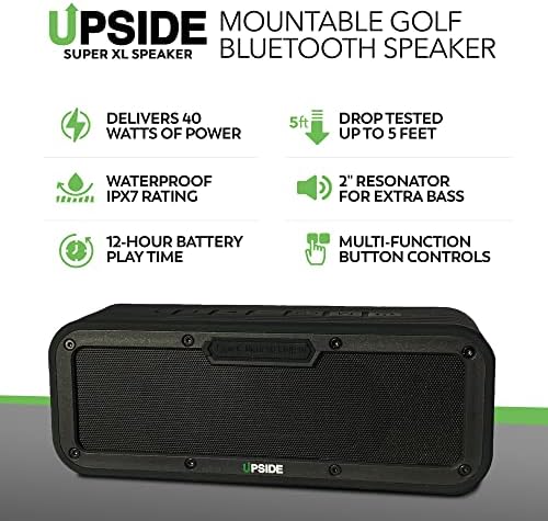 Upside Golf Magnetic Bluetooth zvučnik za Golf Cart - Super XL PRO vodootporni zvučni sistem-montažni zvučnik za Golf Cart-Awesome 120 + Foot bežični domet - punjiva baterija od 12 sati