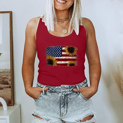 Žene 4. srpnja vrhovi američke zastave Print majice bez rukava Neovisnosti Day Pokloni Slatka masa Casual Labavi prsluk bluza