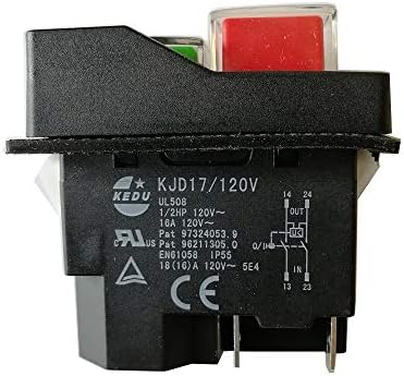 KEdu KJD17 / 120V Woodstock UL508 1 / 2HP IP55 16A 5E4 Tabela Testera Elektromagnetski tipki za prekidač za isključivanje za klupe