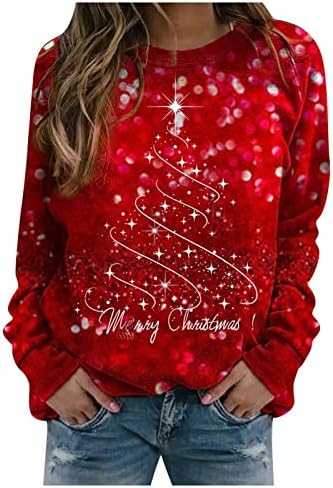 Ženski ružni božićni džemper casual modni print dugih rukava O-vrat pulover Top duksevi pulover