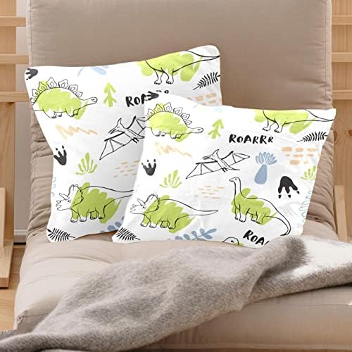 VBFOFBV paket od 2 baršunastog jastuka za kvadratni jastučni jastuk za kauč za krevet, crtani dinosaur tropska džungla divna