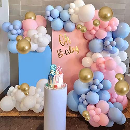 Rod otkriva balon ukrase 150pcs pastel ružičasti plavi i zlatni balonski luk za balon za rođendan za bebe, on ili ona rod otkrivaju